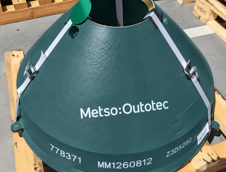 Teal Metso Outotec Crusher Cone on Pallet